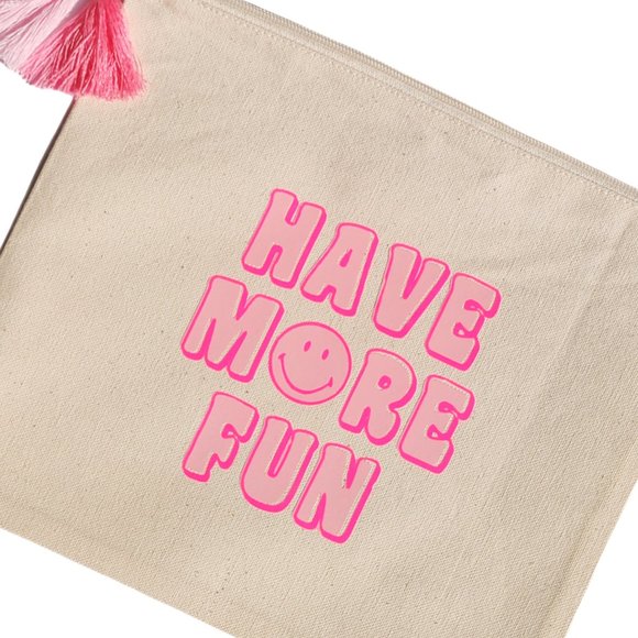 Have More Fun Smiley Face Zipper Pouch - Picture 2 of 5